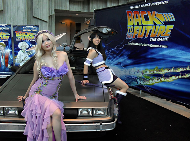 Heather Wang and I pose next to the DeLorean from Back to the Future.